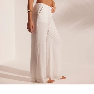 New Quince Crinkle Textured Beach Trousers in White